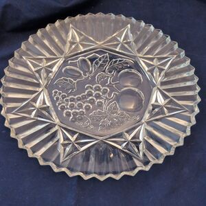 Vintage Federal Glass Pioneer Pattern Serving Bowl Clear Fruit Pressed Glass